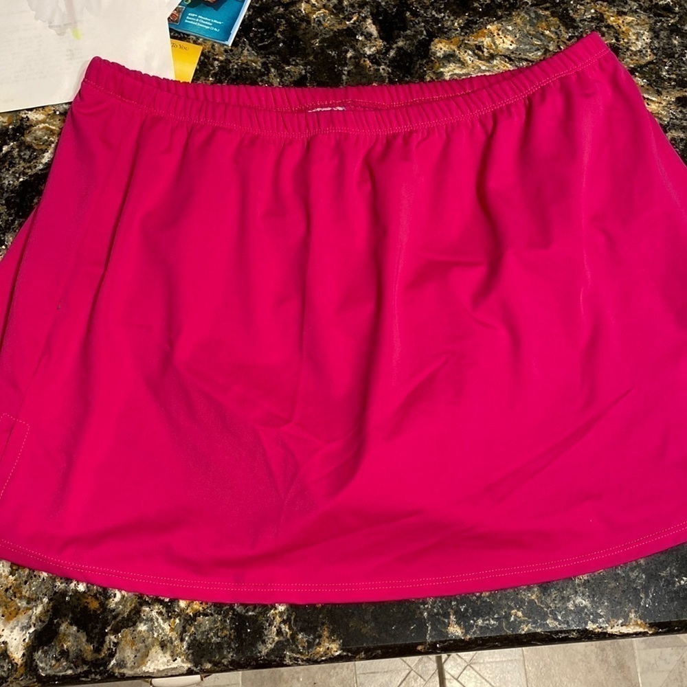 T womens Shore Club solid bright pink swim skirt plus size 20